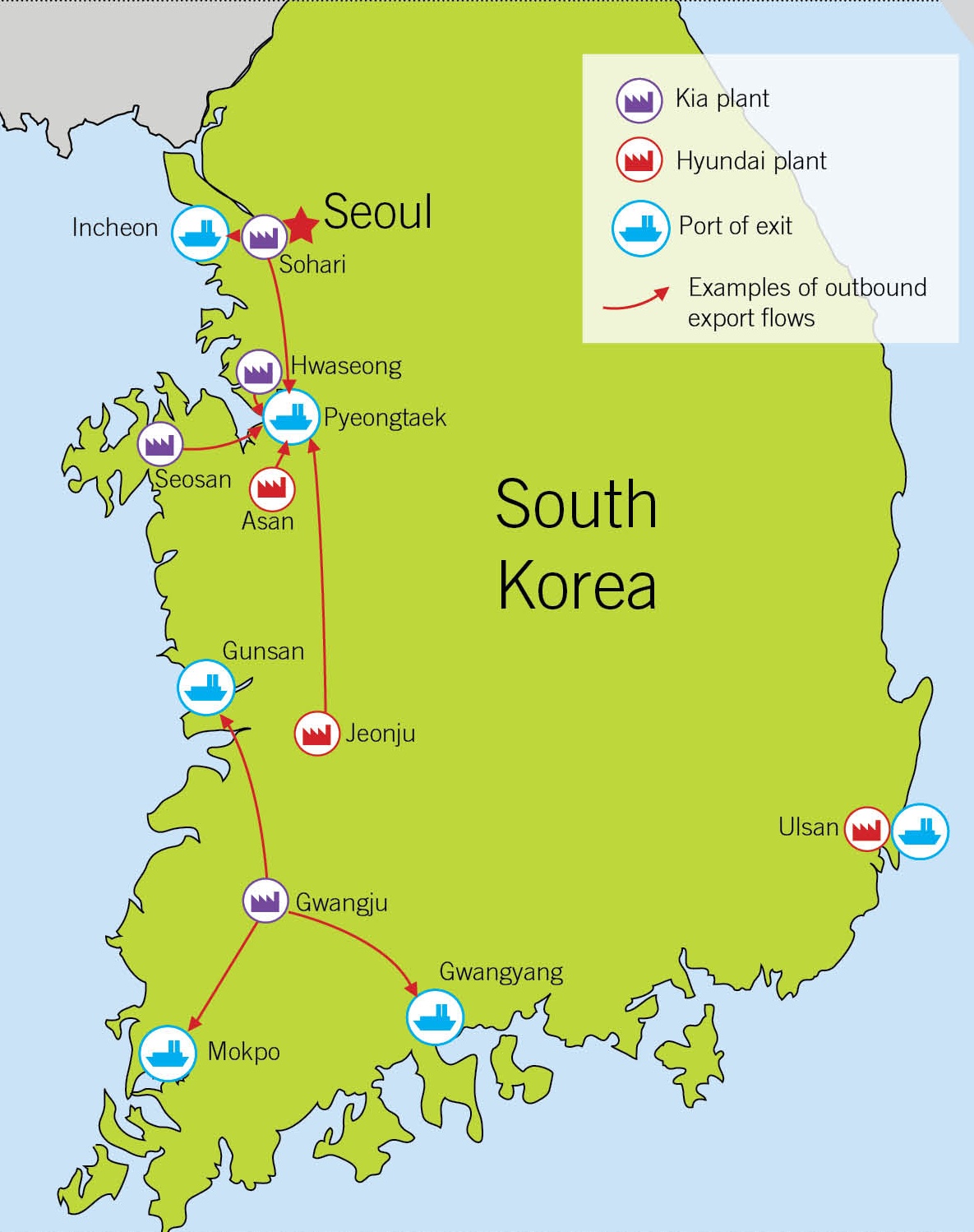 5. South Korea port map