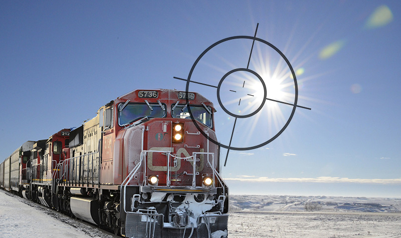Wainwright, Alberta, CN Locomotive in snow, 2014 Calendar Contest, submission by Gurpal Badesha. Taken February 18 2013.
