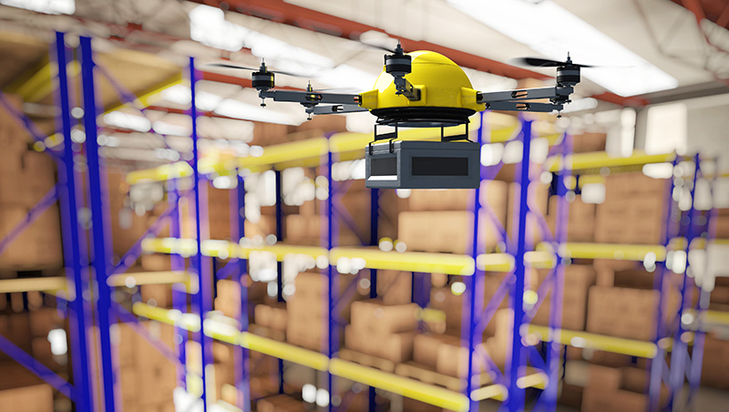 Drone in warehouse
